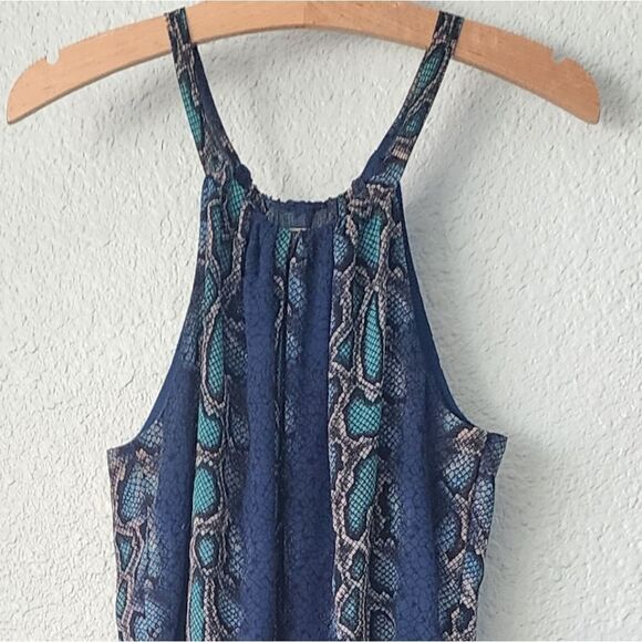 Sundance reptile print ruffled layer midi/maxi sleeveless dress - Picture 3 of 13